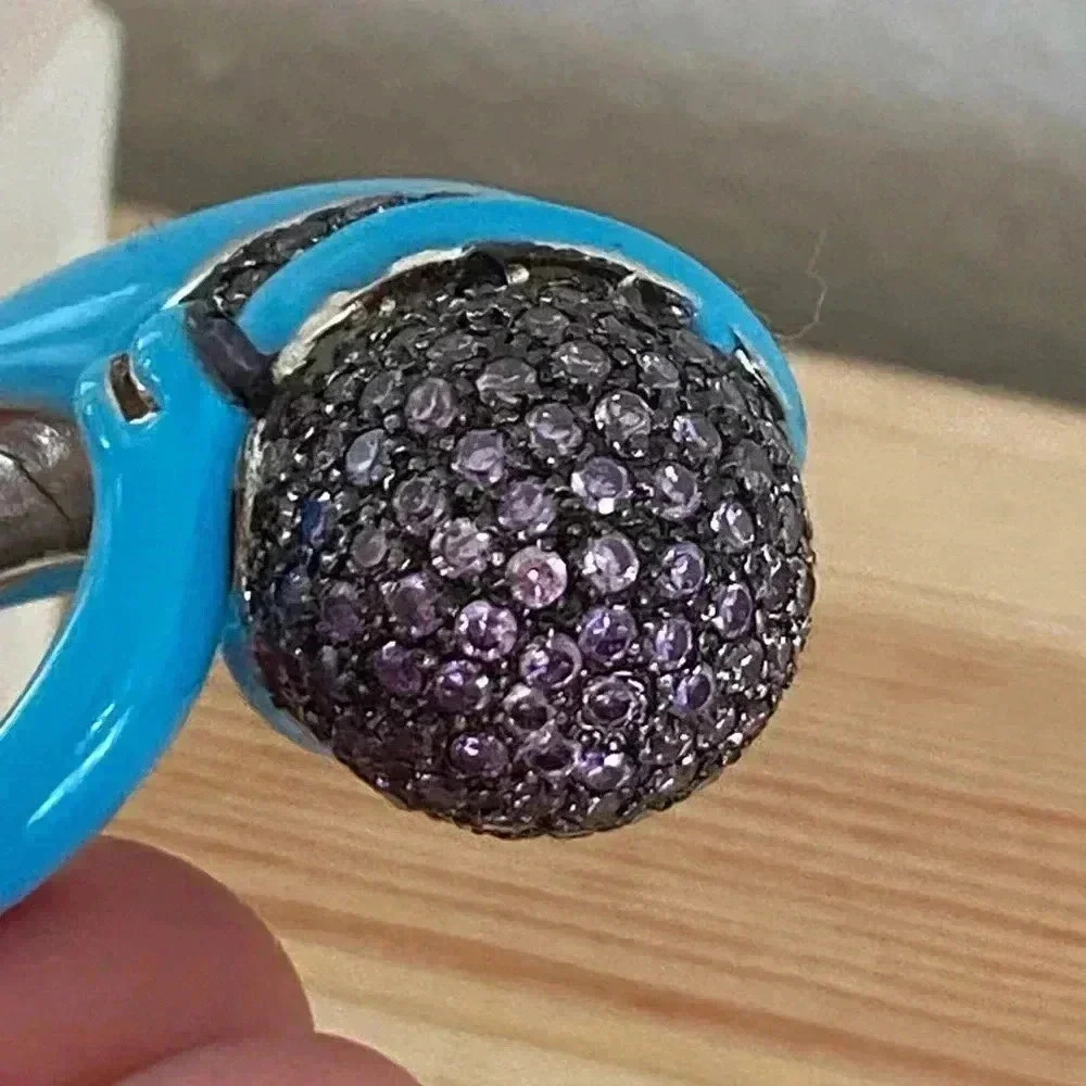 High End Sterling Silver Crystal Statement Ring - image 6